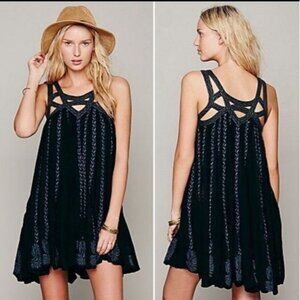 FP One Paisley Vine Dress Women S Black Dark Boho Whimsigoth Fairy Grunge Witchy